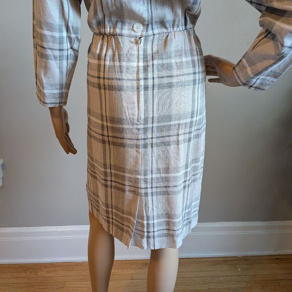 NWT Vintage 80s Clues Collections Plaid Midi Dress Secretary Deadstock Size 6 - Picture 11 of 11